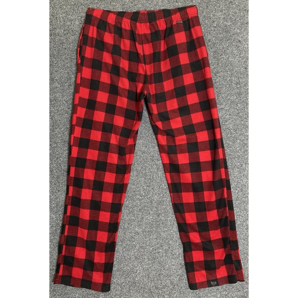 Columbia Fleece Pants PJ Bottoms Red Black Pockets Elastic Waist MEDIUM - Picture 4 of 8